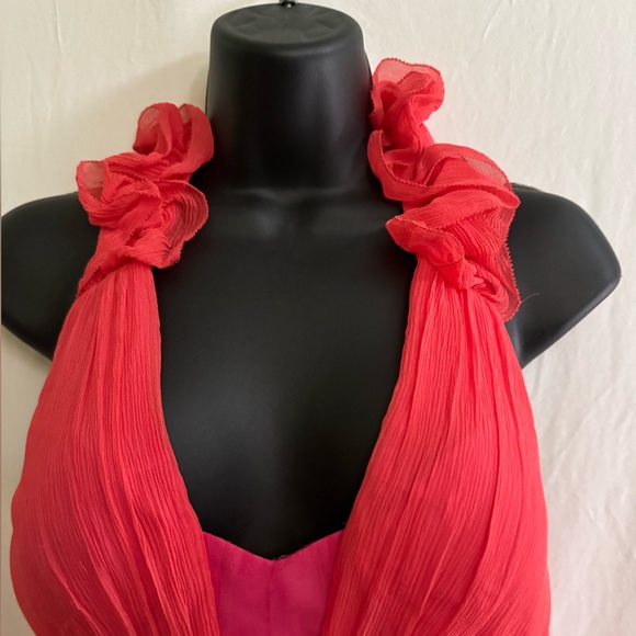 Orange-Red, Salmon Phoebe Couture Cocktail Dress - Picture 2 of 5